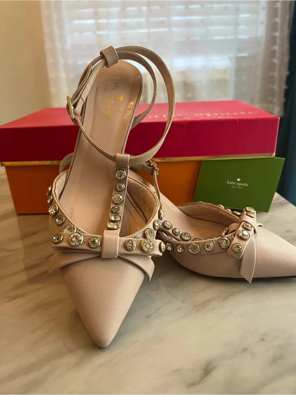kate spade Blush Pink Embellished Pointed-Toe Heels